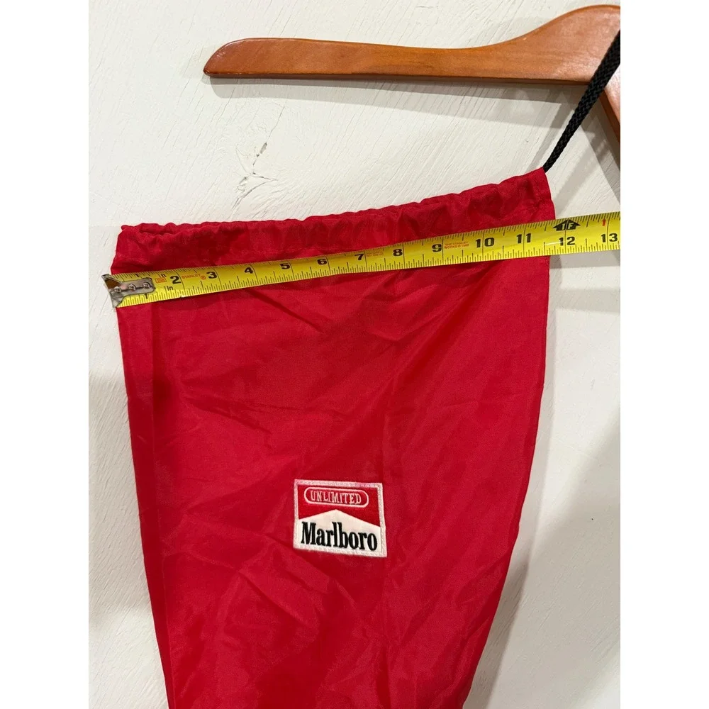 Vintage Marlboro Unlimited Red Nylon Drawstring Bag Cinch Pouch 90s Memorabilia